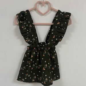 SHEIN Dark Green Floral Ruffle Blouse